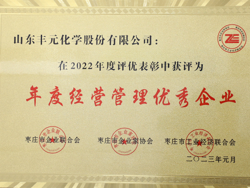 棗莊市年度經營管理優(yōu)秀企業(yè)
